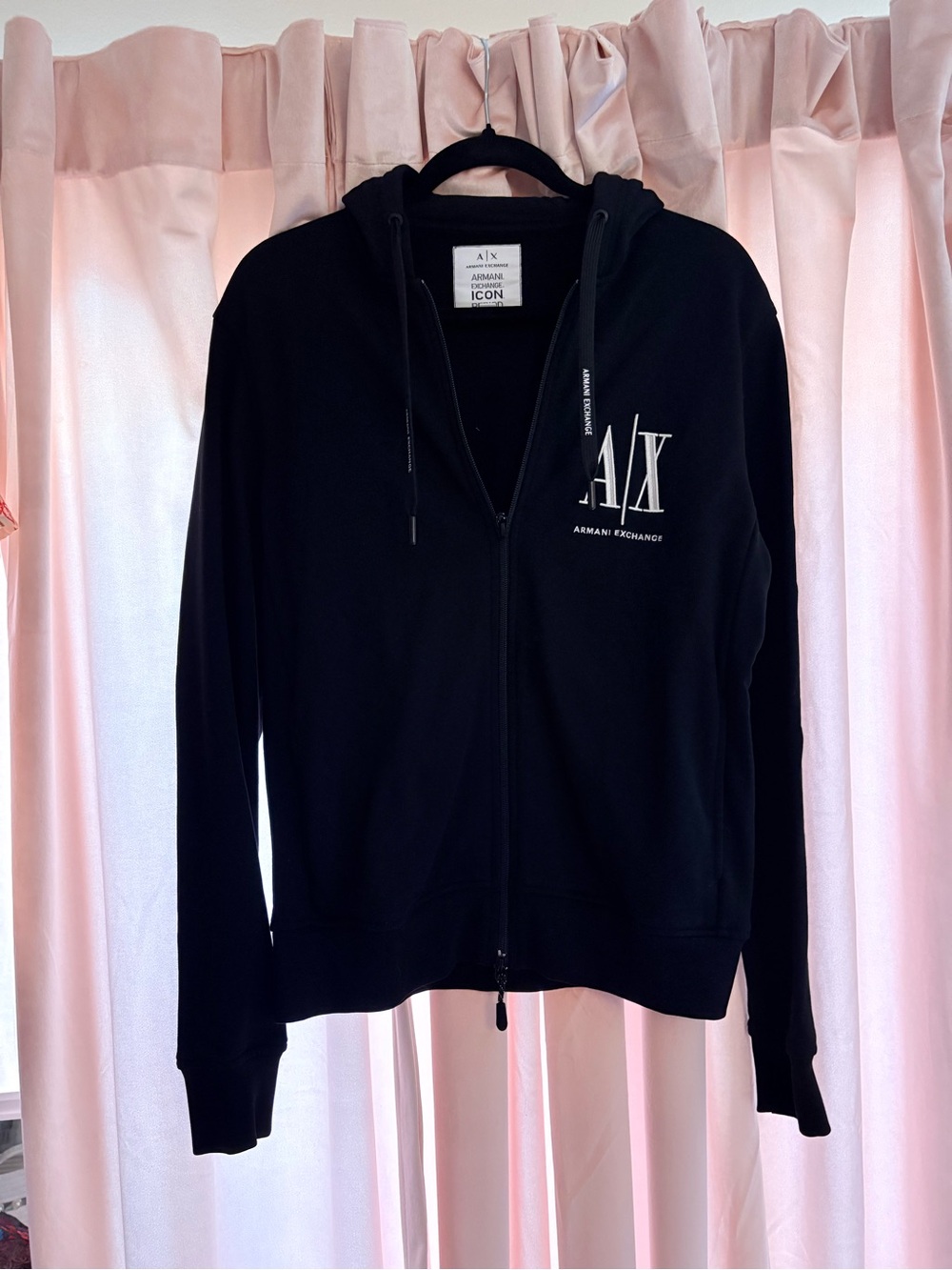 Armani Exchange Black ZIP-UP Hoodie with AX Logo
